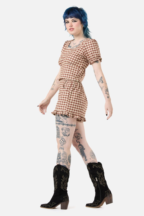 Black Friday - Saloon Gingham Shorts - cream-brown