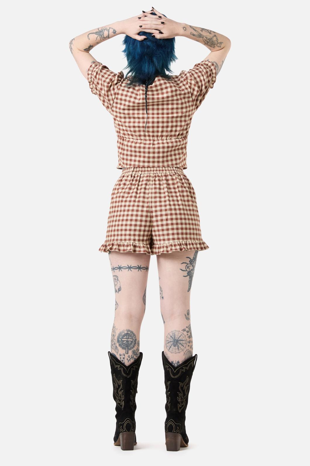 Black Friday - Saloon Gingham Shorts - cream-brown