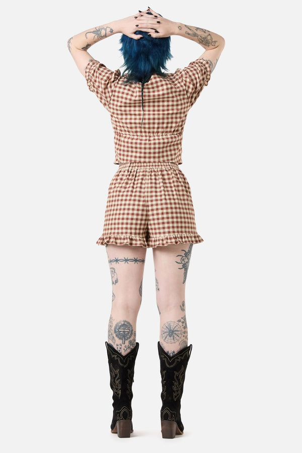 Black Friday - Saloon Gingham Shorts - cream-brown