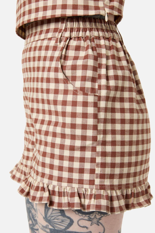 Black Friday - Saloon Gingham Shorts - cream-brown