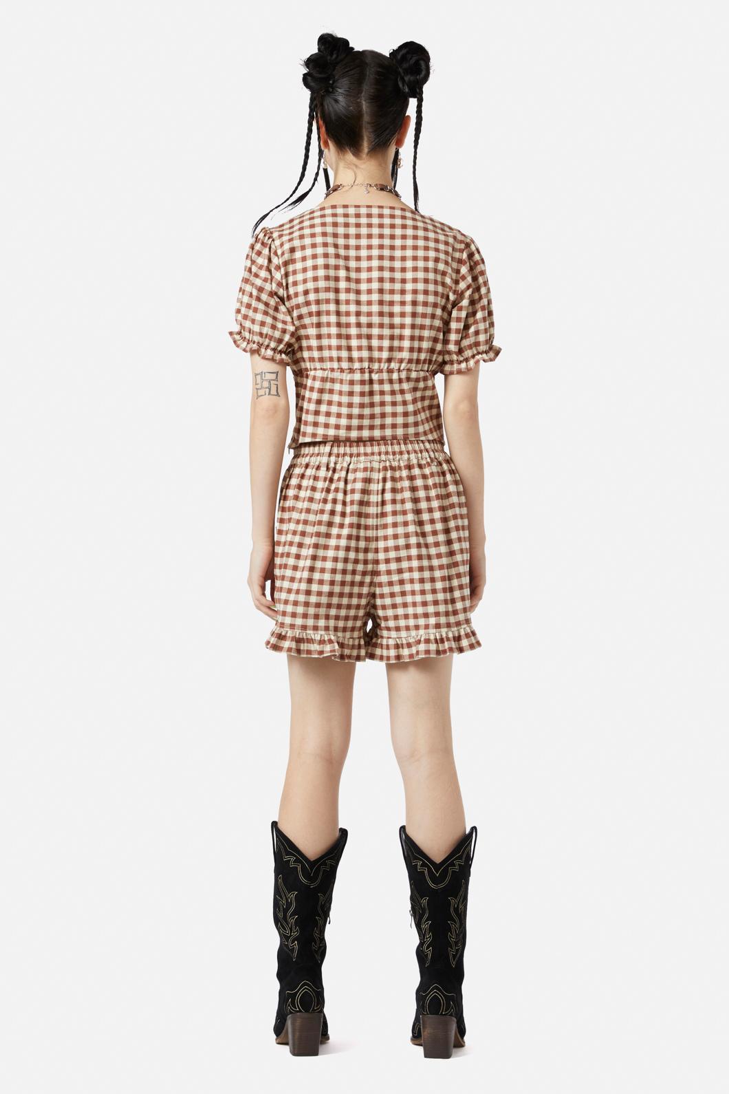 Black Friday - Saloon Gingham Blouse - cream-brown