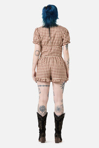 Black Friday - Saloon Gingham Blouse - cream-brown