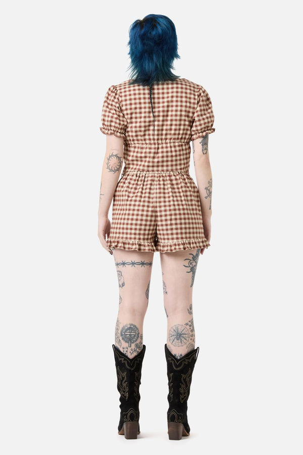 Black Friday - Saloon Gingham Blouse - cream-brown