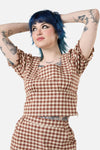 Black Friday - Saloon Gingham Blouse - cream-brown