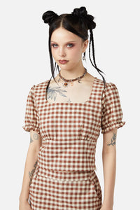 Black Friday - Saloon Gingham Blouse - cream-brown