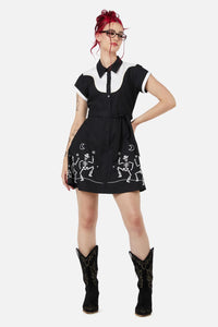 Black Friday - Skelly Skater Dress - black-white