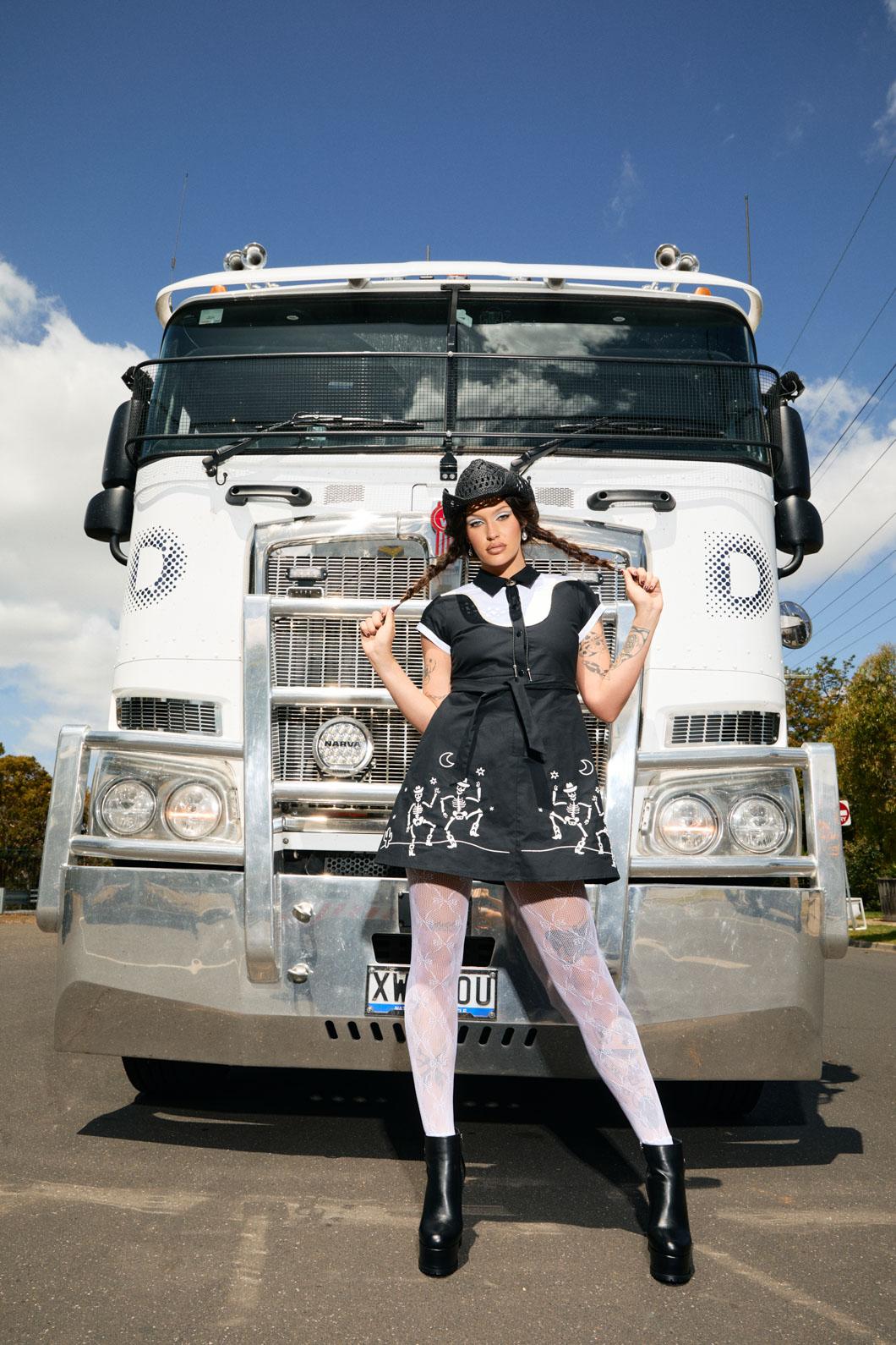 Black Friday - Skelly Skater Dress - black-white