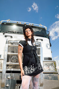 Black Friday - Skelly Skater Dress - black-white