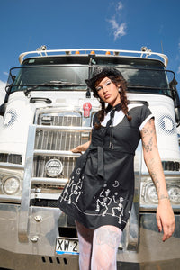 Black Friday - Skelly Skater Dress - black-white