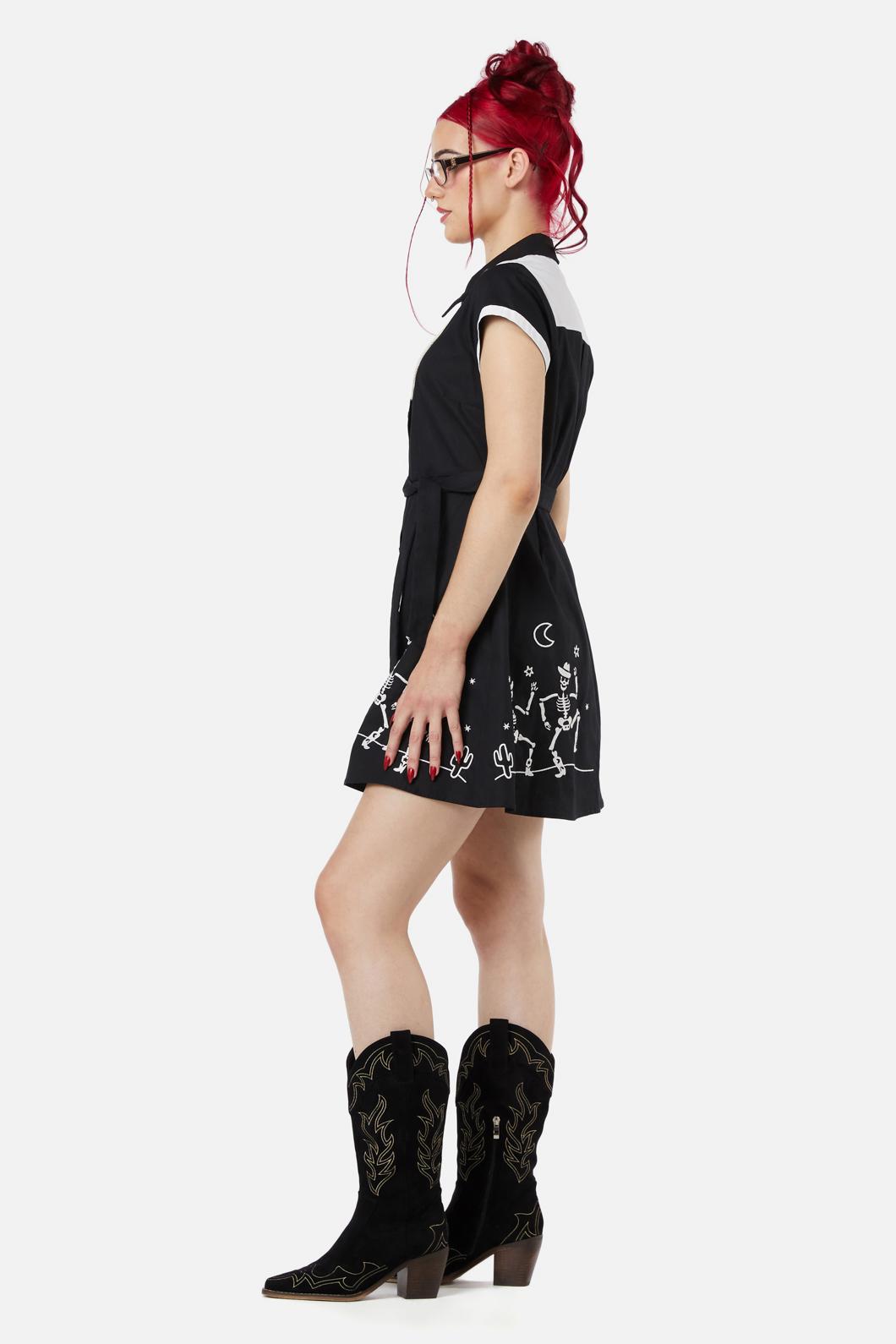 Black Friday - Skelly Skater Dress - black-white