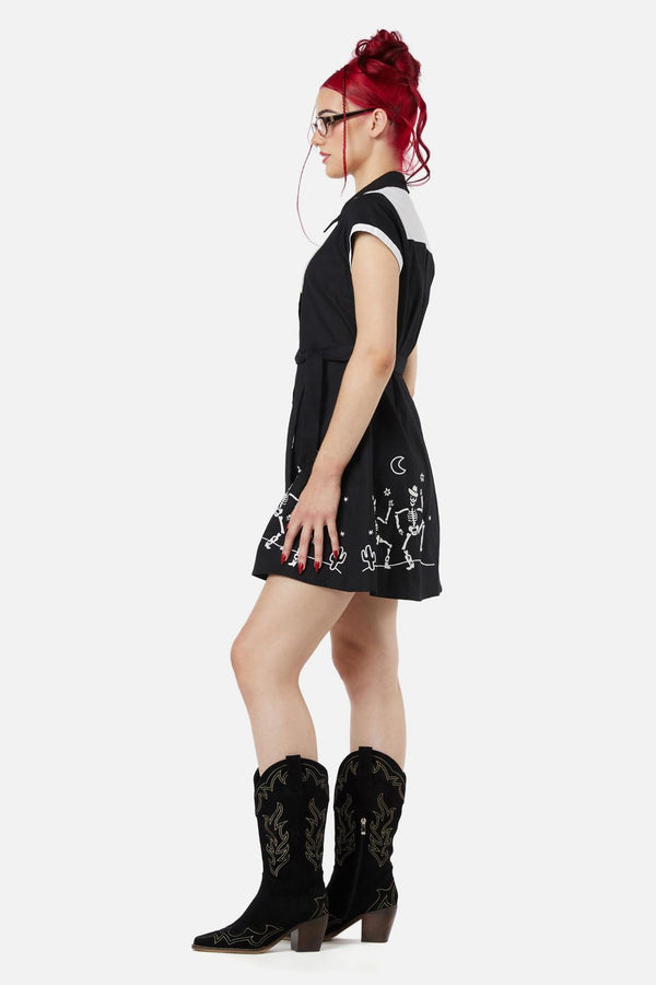 Black Friday - Skelly Skater Dress - black-white