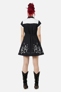 Black Friday - Skelly Skater Dress - black-white