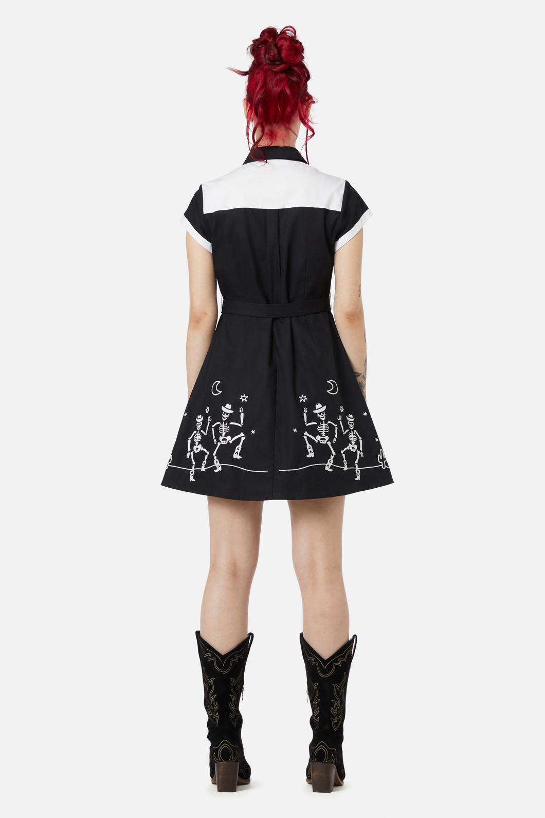 Black Friday - Skelly Skater Dress - black-white