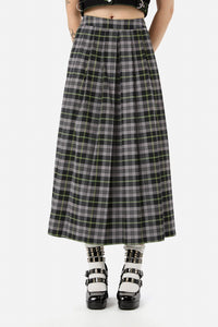 Black Friday - Encounter Tartan Midi Skirt - black-green