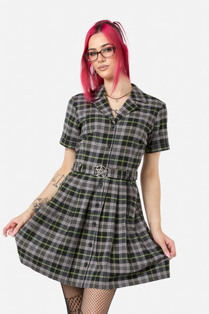 Black Friday - Encounter Tartan Dress - black-green