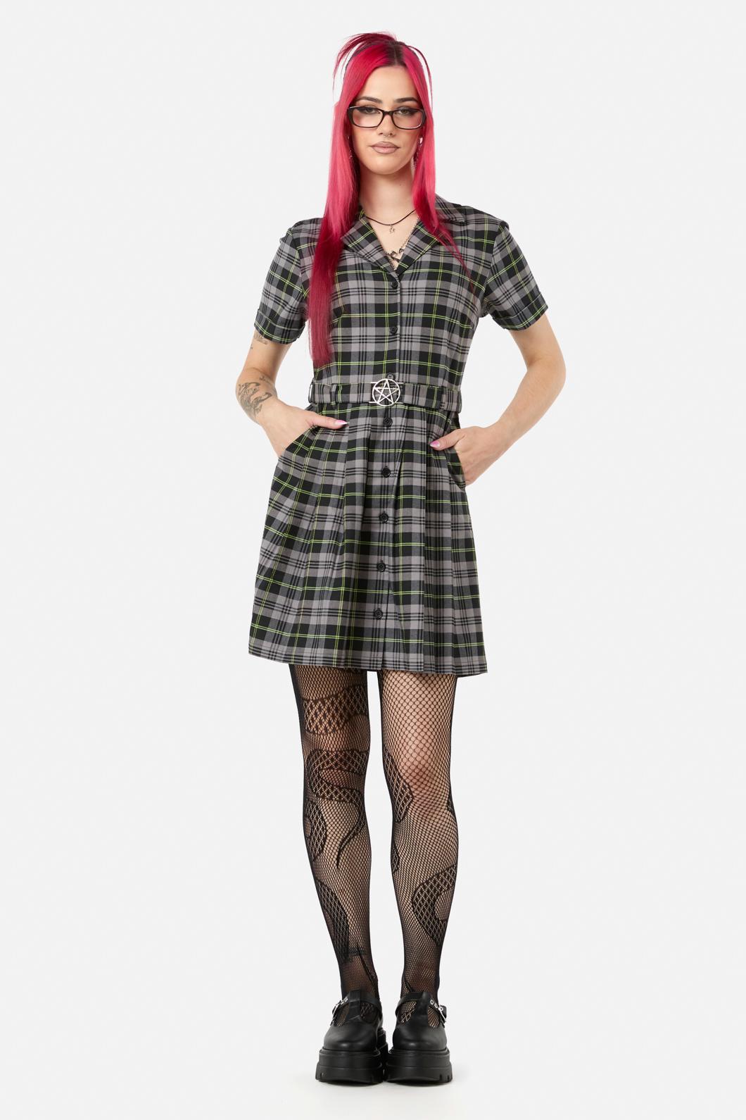 Black Friday - Encounter Tartan Dress - black-green
