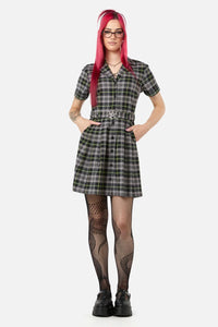 Black Friday - Encounter Tartan Dress - black-green