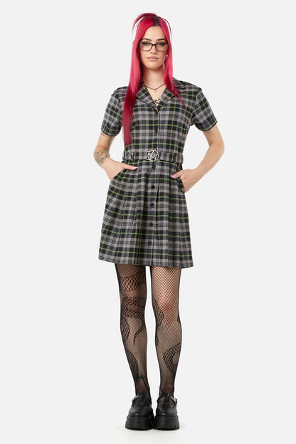 Black Friday - Encounter Tartan Dress - black-green