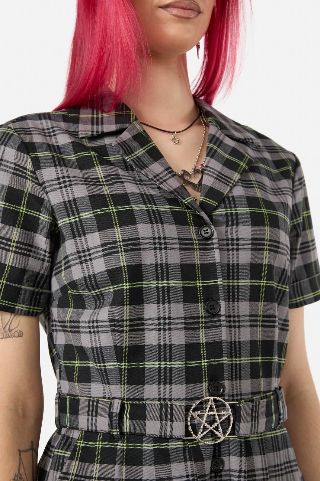 Black Friday - Encounter Tartan Dress - black-green