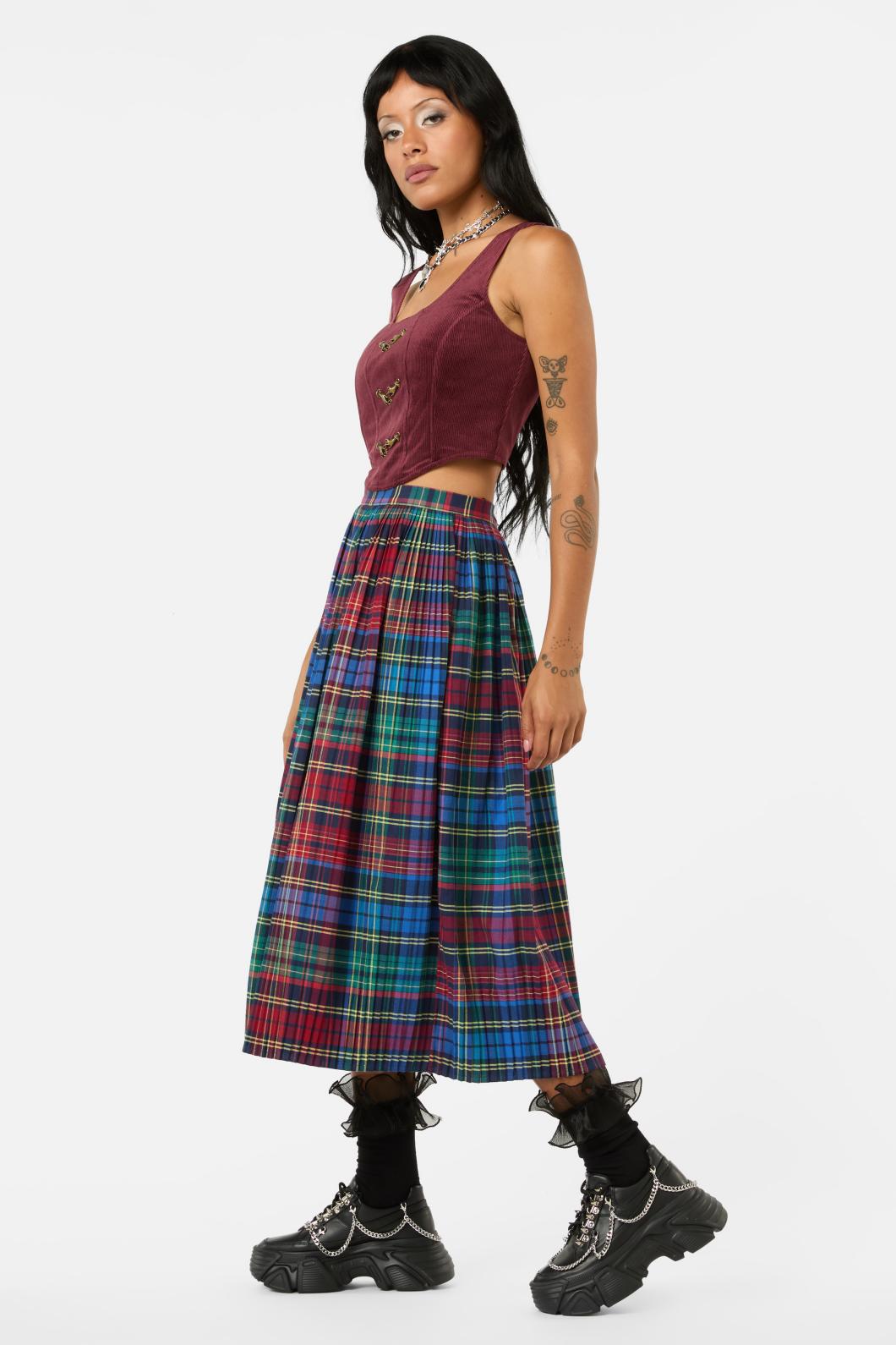 Black Friday - Sainted Tartan Pleated Skirt - multi