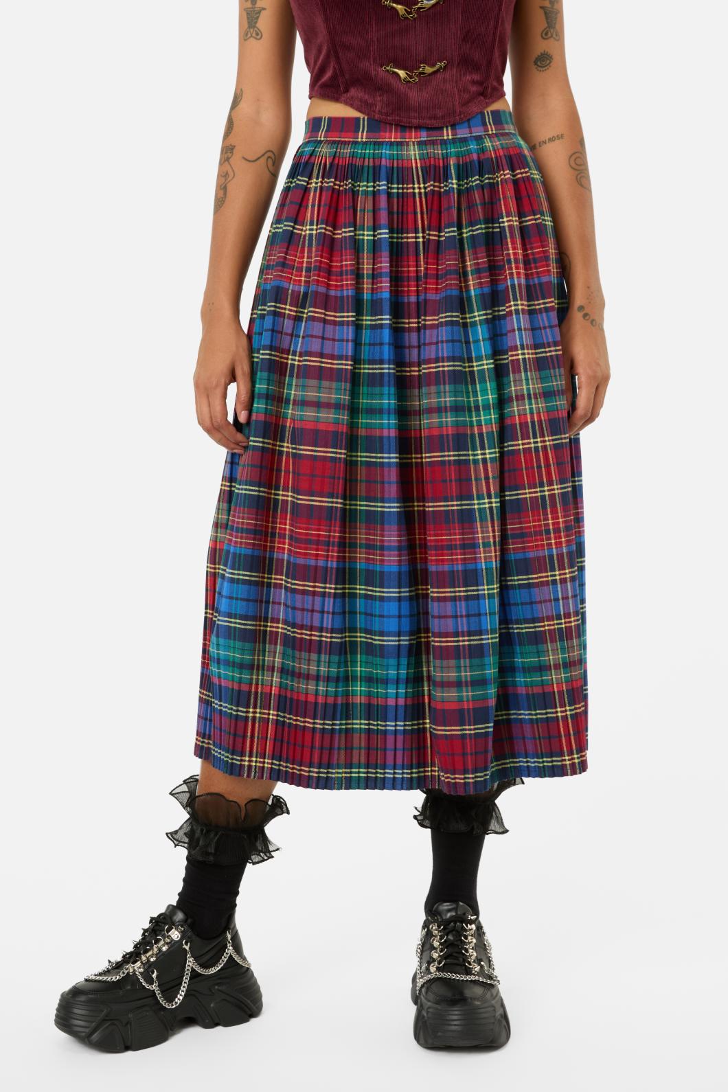 Black Friday - Sainted Tartan Pleated Skirt - multi