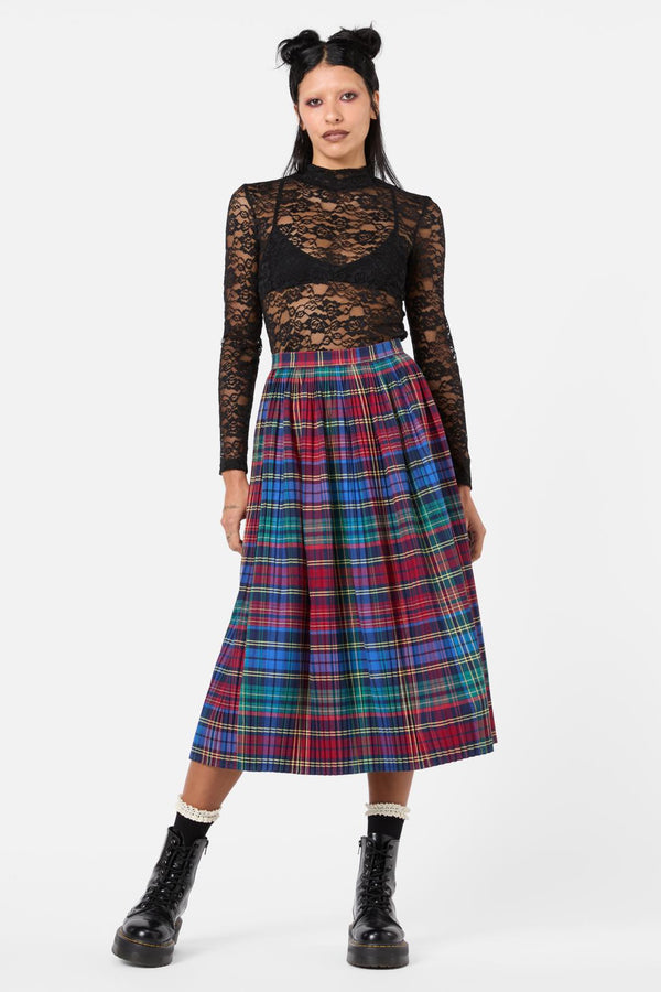 Black Friday - Sainted Tartan Pleated Skirt - multi