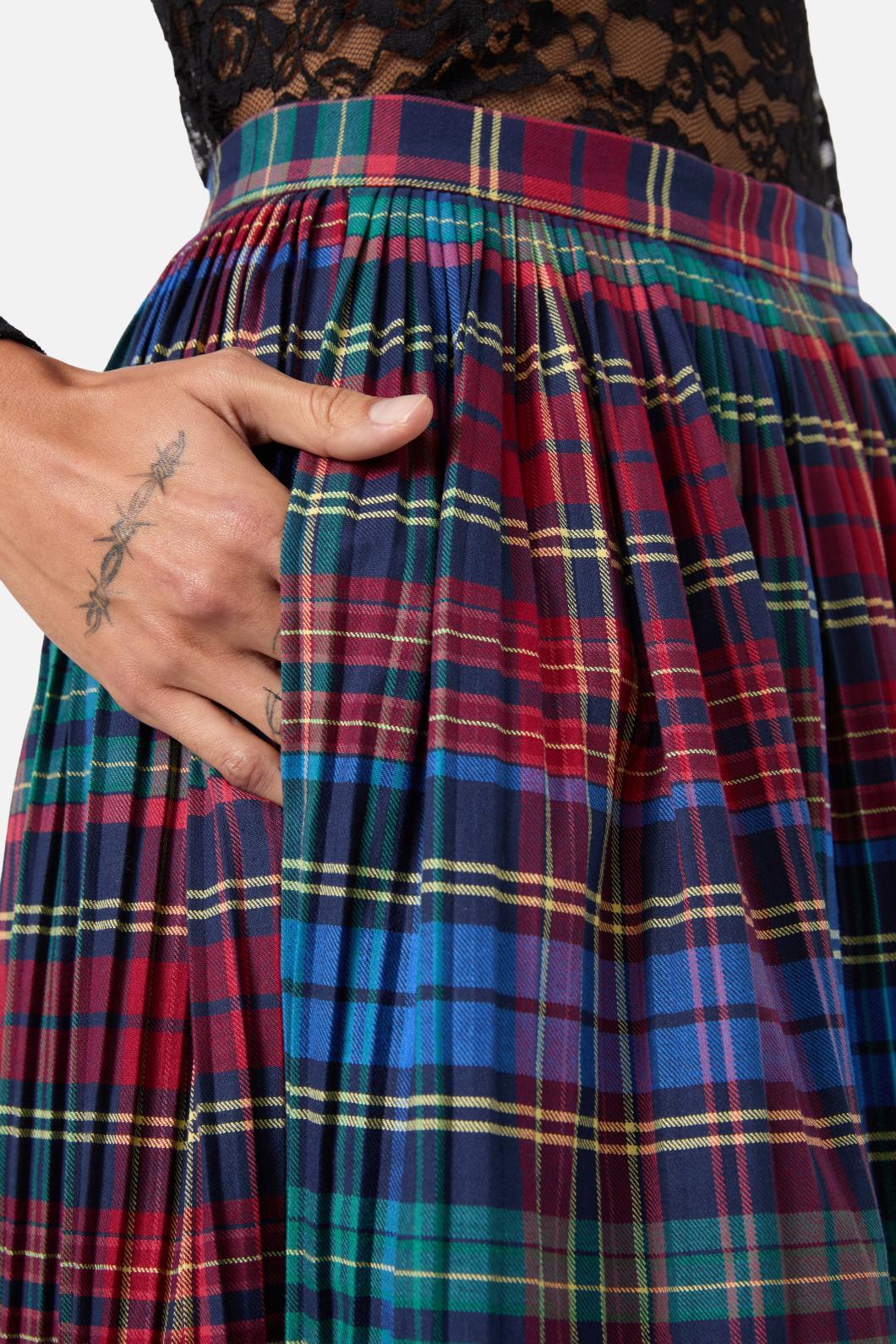Black Friday - Sainted Tartan Pleated Skirt - multi