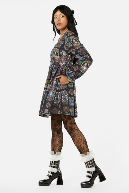 Black Friday - Vitrail Printed LS Dress - multi