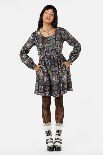 Black Friday - Vitrail Printed LS Dress - multi