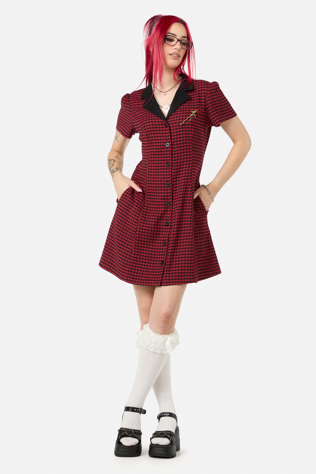 Black Friday - Virtue Houndstooth Dress - red-black