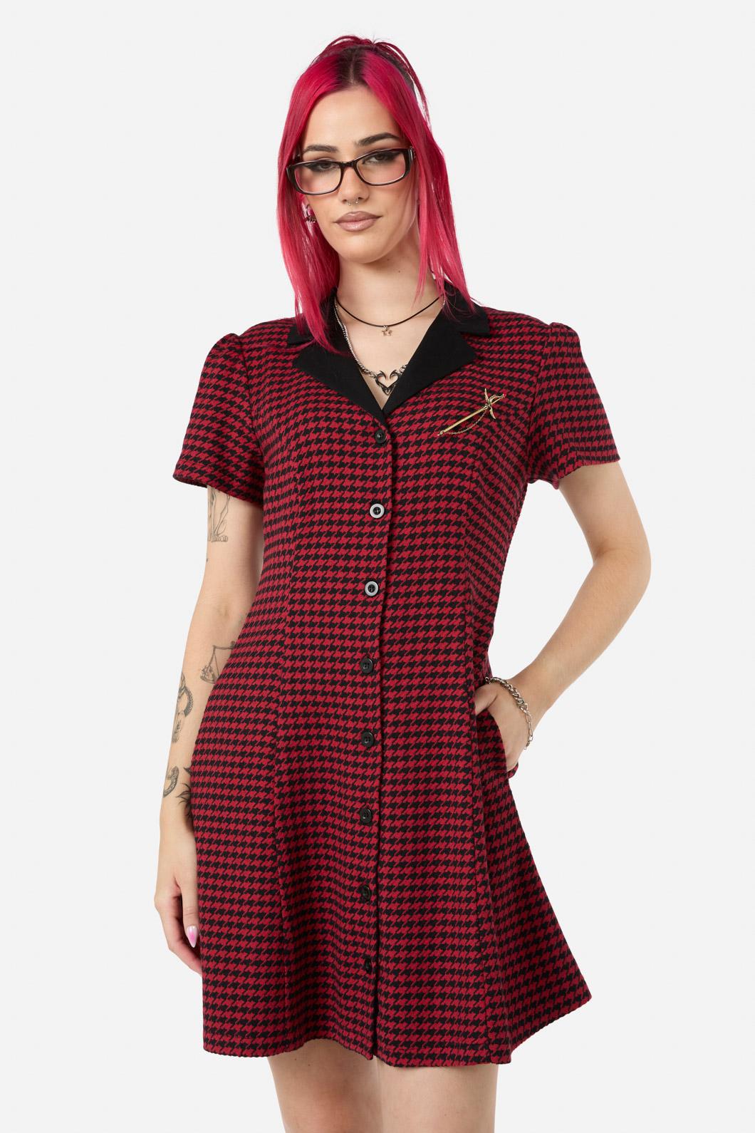 Black Friday - Virtue Houndstooth Dress - red-black