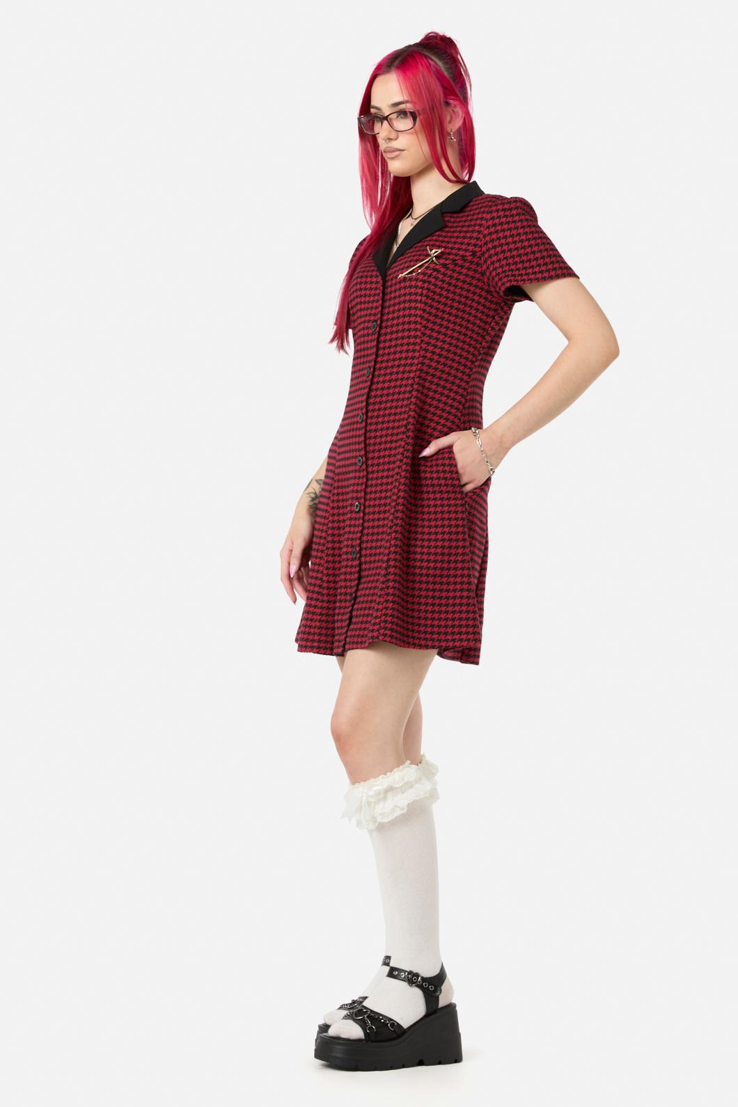 Black Friday - Virtue Houndstooth Dress - red-black