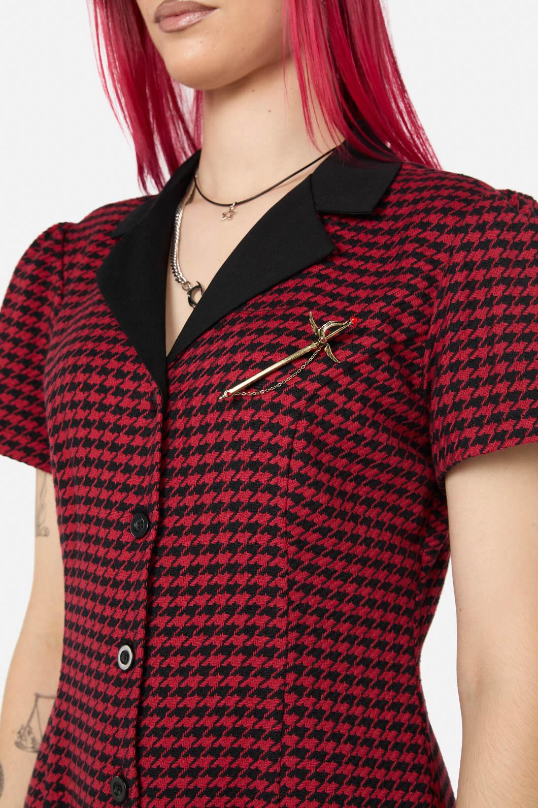 Black Friday - Virtue Houndstooth Dress - red-black