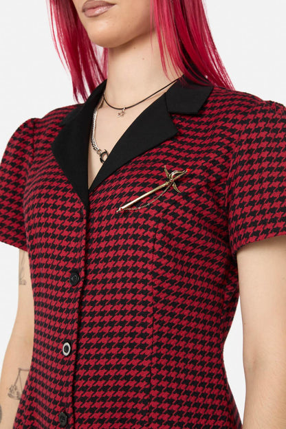 Black Friday - Virtue Houndstooth Dress - red-black