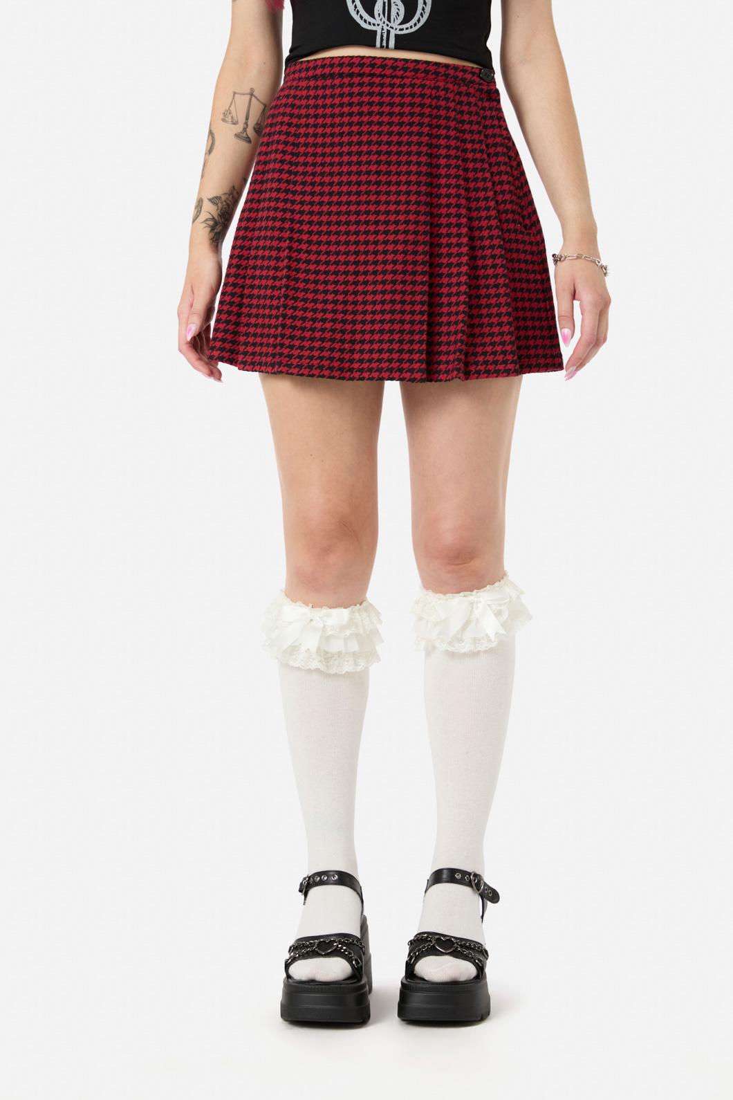 Black Friday - Virtue Houndstooth Skirt - red-black