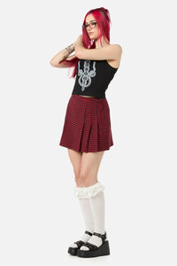 Black Friday - Virtue Houndstooth Skirt - red-black