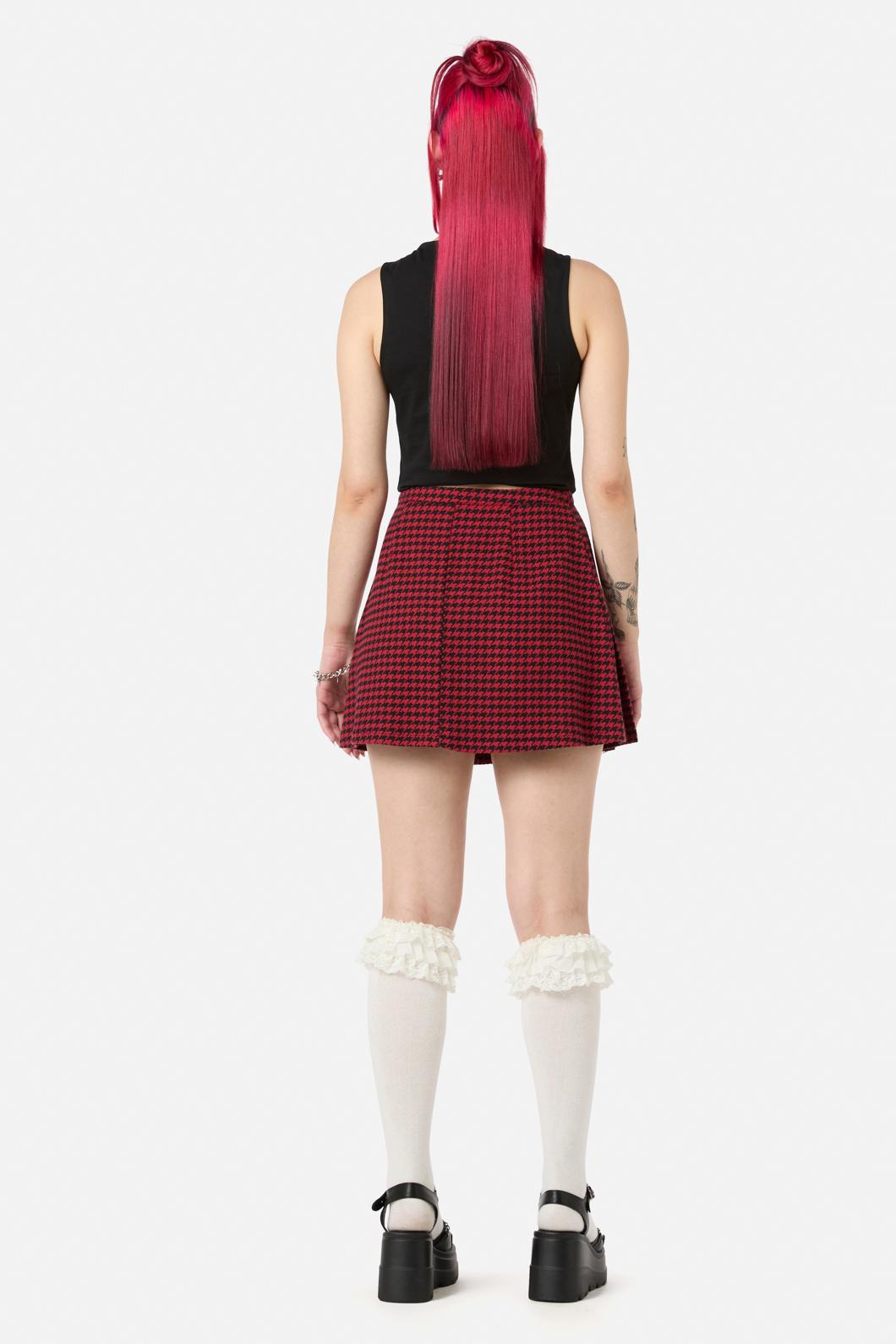 Black Friday - Virtue Houndstooth Skirt - red-black