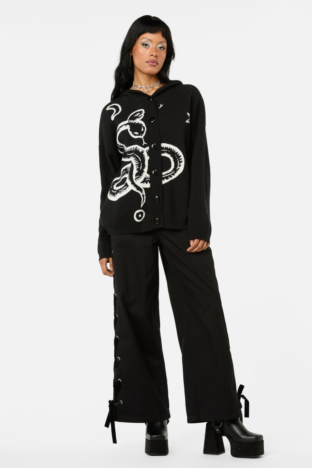 Black Friday - Reclaim Snake Hooded Cardi - black