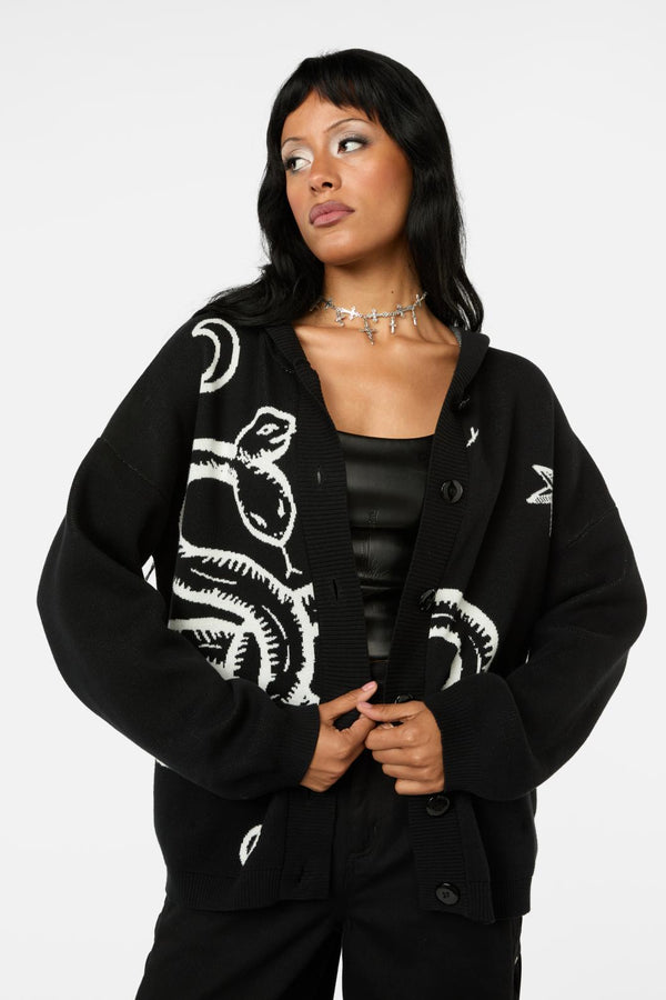 Black Friday - Reclaim Snake Hooded Cardi - black