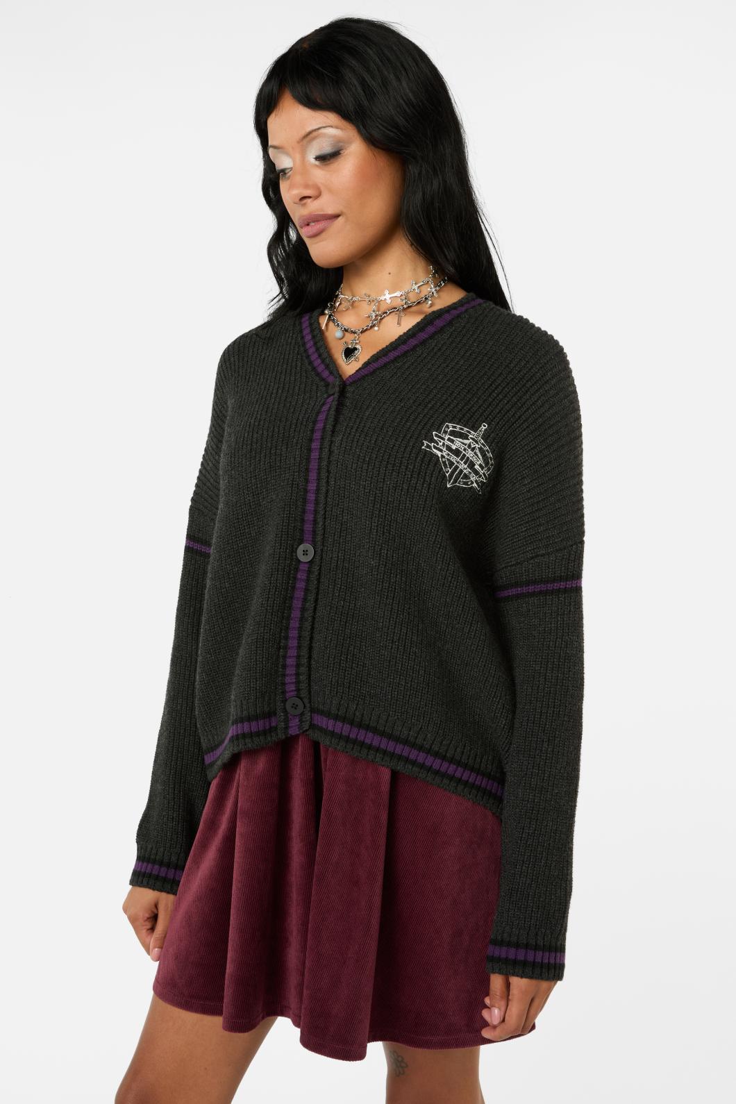 Black Friday - Not Afraid Sword Crest Cardi - black