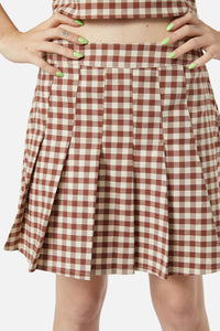 Black Friday - Saloon Gingham Skirt - cream-brown
