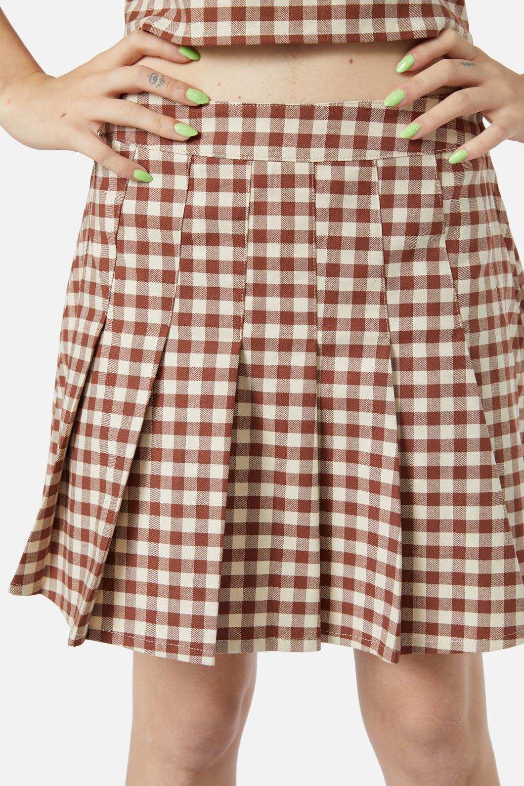 Black Friday - Saloon Gingham Skirt - cream-brown