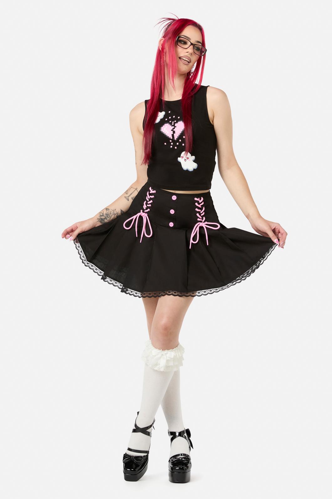Black Friday - Two Of Hearts Lace Up Skirt - black