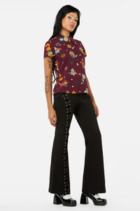Black Friday - Left Right Print Blouse - maroon