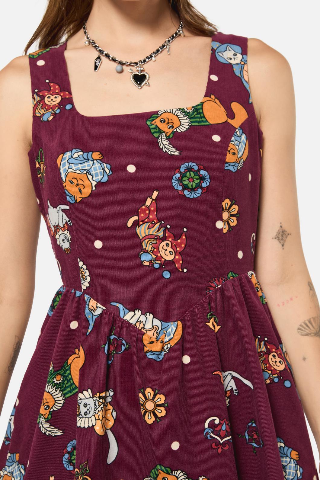 Black Friday - Left Right Cord Dress - maroon