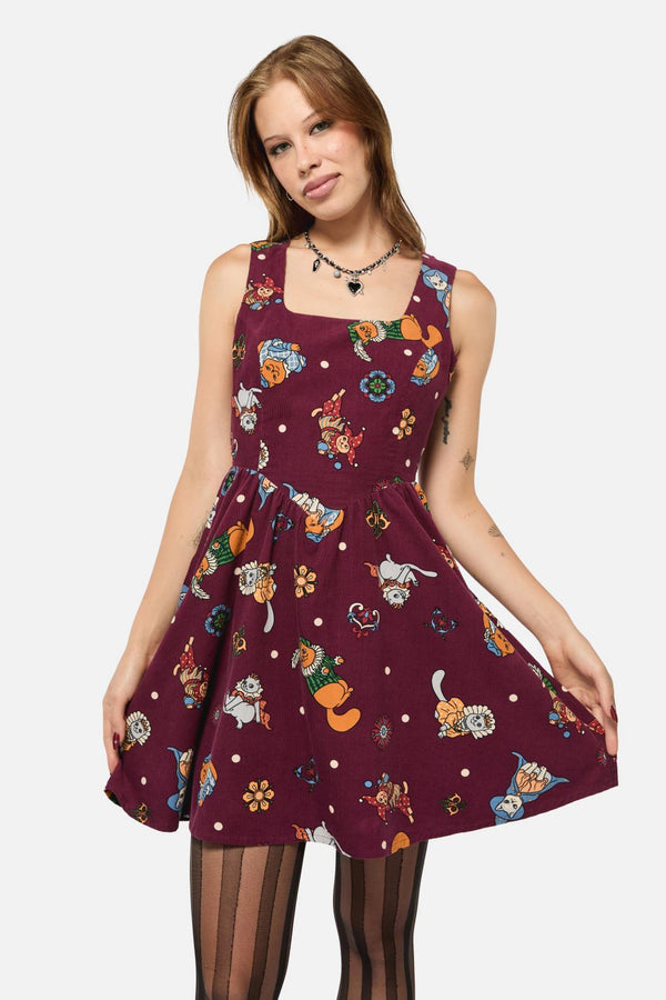 Black Friday - Left Right Cord Dress - maroon