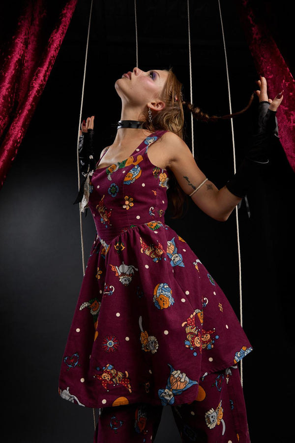 Black Friday - Left Right Cord Dress - maroon