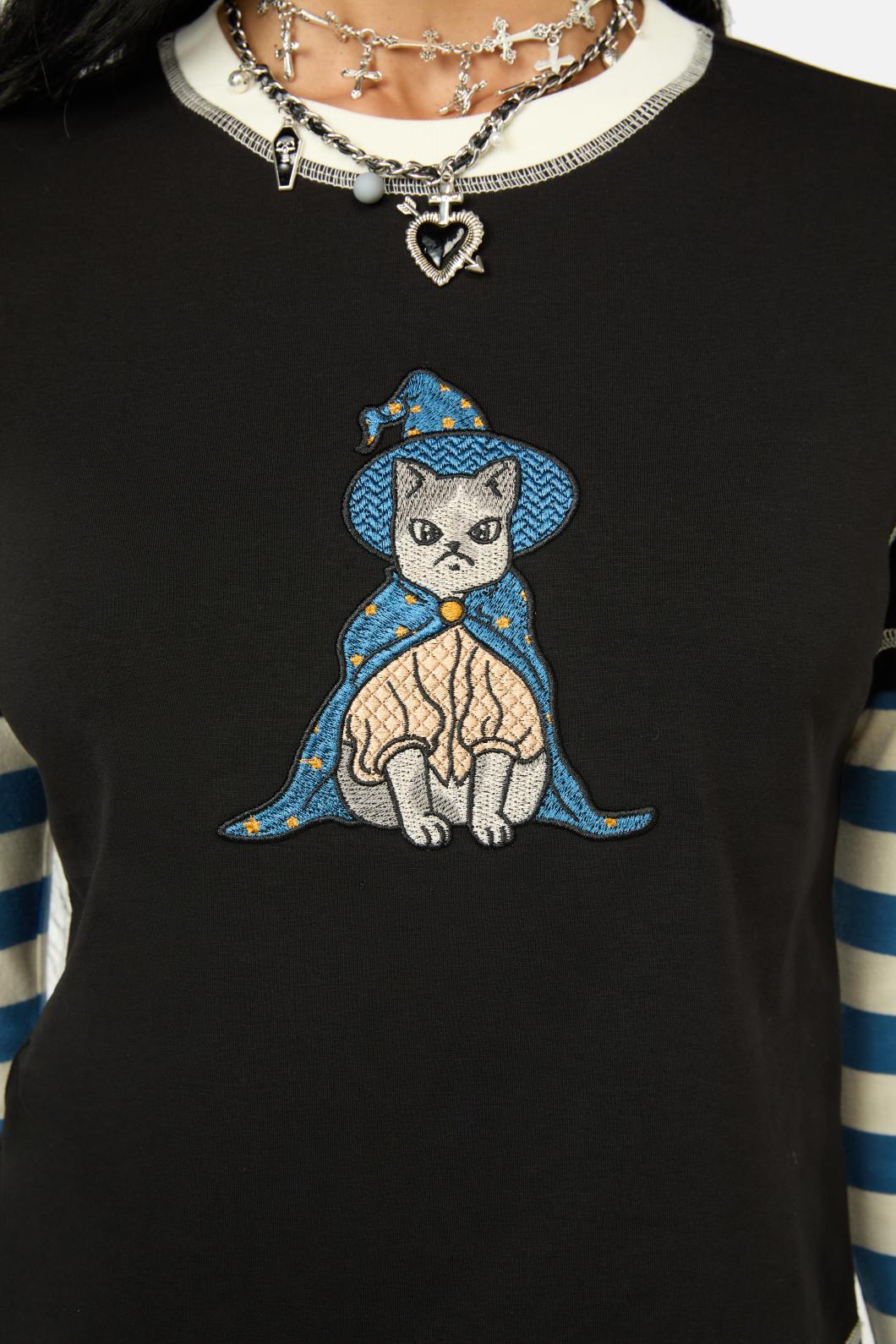 Black Friday - Iykyk Long Contrast Sleeve Top - black-blue