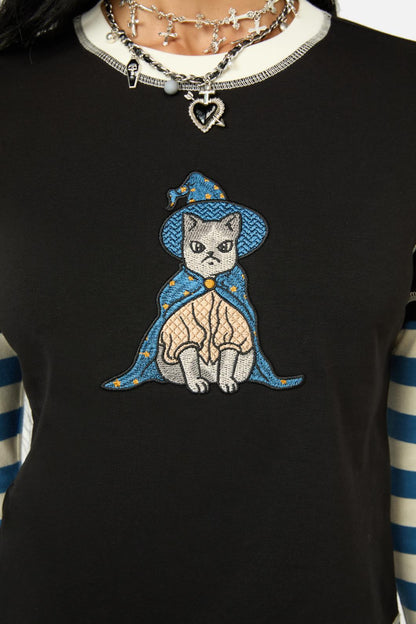 Black Friday - Iykyk Long Contrast Sleeve Top - black-blue