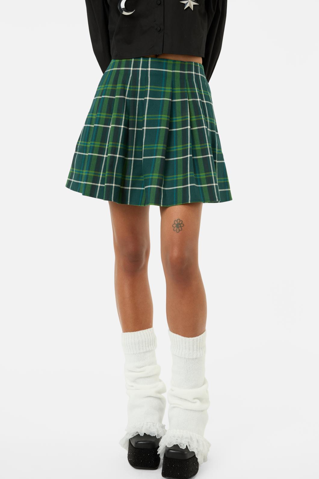 Black Friday - Jester Mini Tartan Tennis Skirt - green